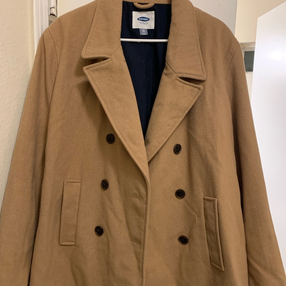 Old Navy Camel Coat with Navy Lining